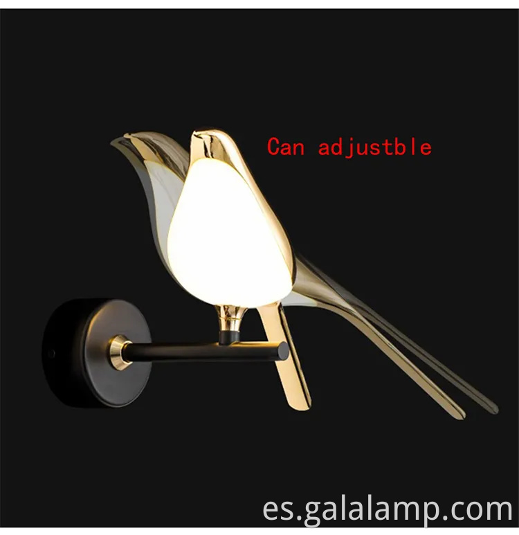 Lámpara de pared LED de pájaro de órgano nórdico para la decoración del dormitorio